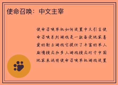 使命召唤：中文主宰